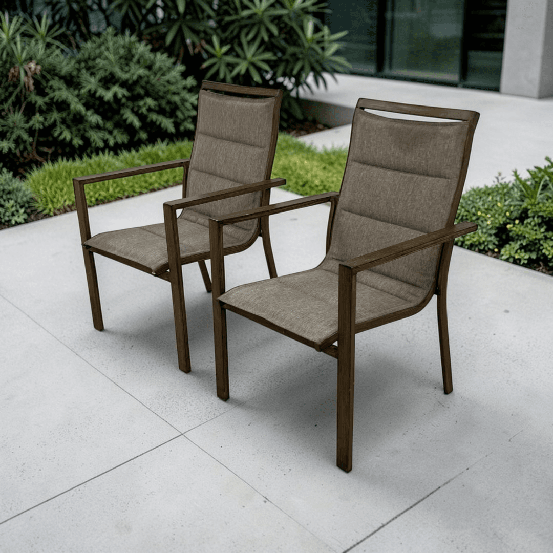 Hanover Fairhope Dining Chair with Tan Cushions Set of 2 - Image 1