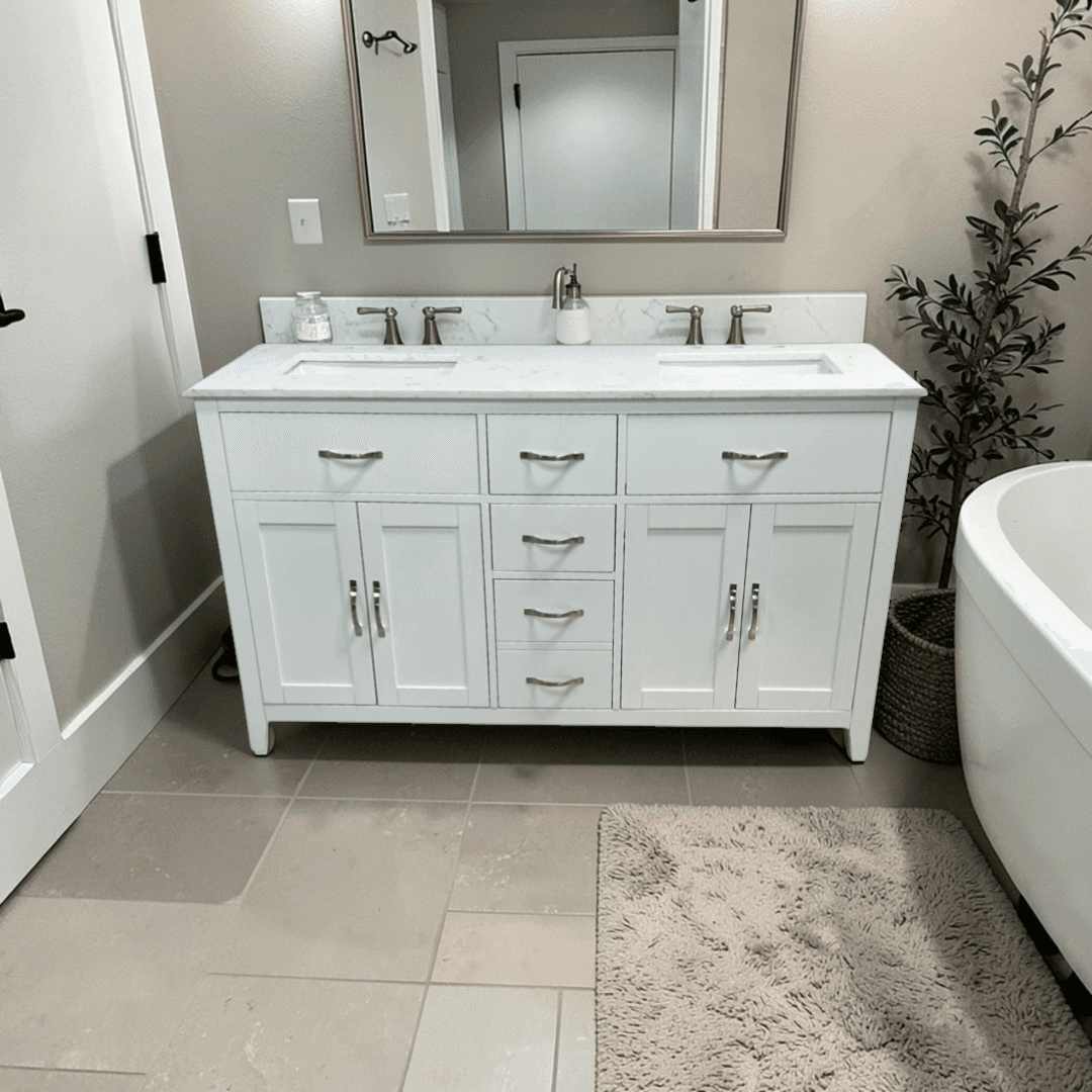 Lark Manor Vannes Bathroom Vanity with Solid Hardwood Frame Quartz Countertop - Image 1