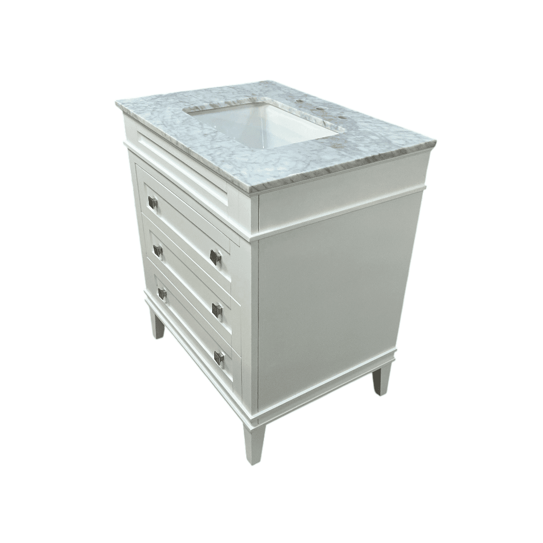 Birch Lane Frankfurt Single Bathroom Vanity Set with White Cabinet and Carrara Marble Countertop - Thumbnail 4