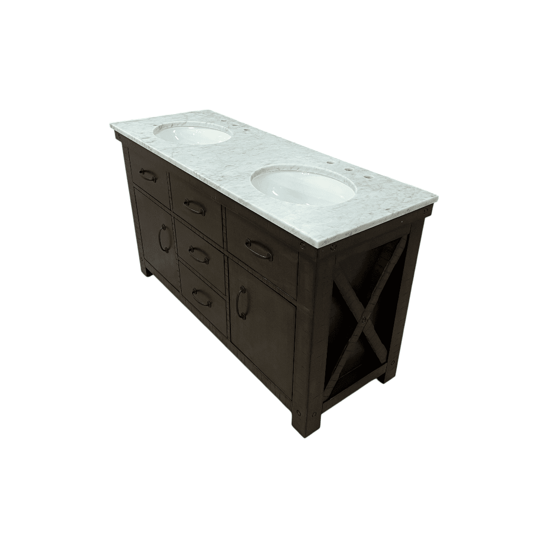 Laurel Foundry Modern Farmhouse Oxon Hill 60'' Double Bathroom Vanity with Top - Thumbnail 4