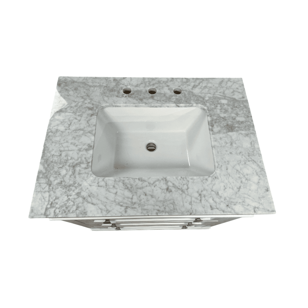 Birch Lane Frankfurt Single Bathroom Vanity Set with White Cabinet and Carrara Marble Countertop - Thumbnail 9
