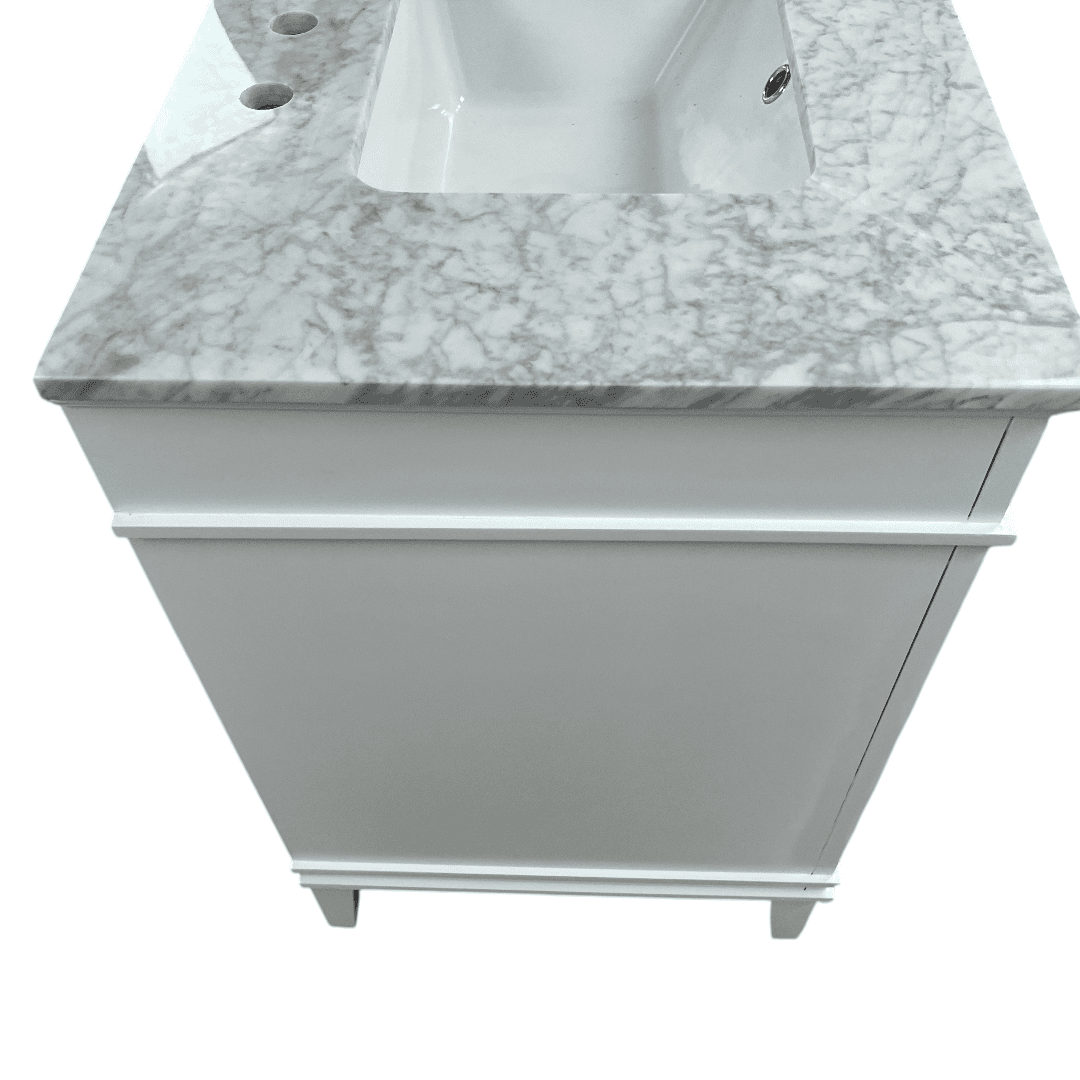Birch Lane Frankfurt Single Bathroom Vanity Set with White Cabinet and Carrara Marble Countertop - Thumbnail 16