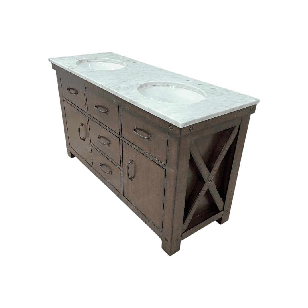 Laurel Foundry Modern Farmhouse Oxon Hill 60'' Double Bathroom Vanity with Top - Thumbnail 6