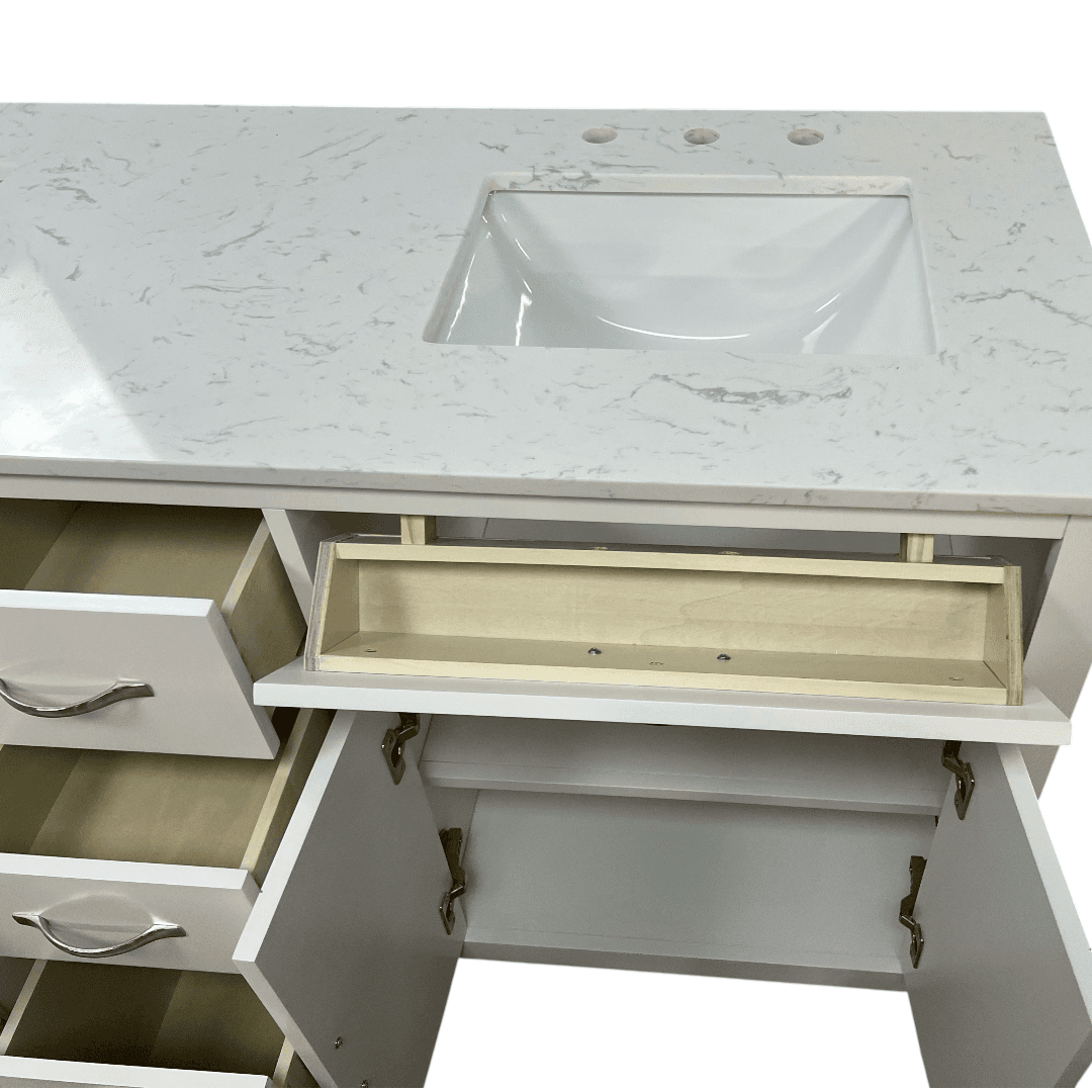 Lark Manor Vannes Bathroom Vanity with Solid Hardwood Frame Quartz Countertop - Thumbnail 19