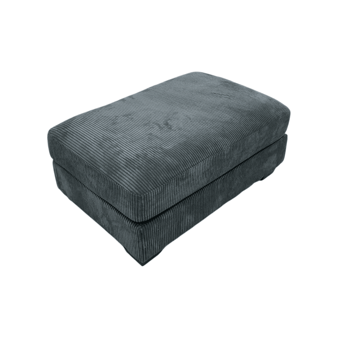 Ebern Designs Maelina Upholstered Gray Square Corduroy Ottoman with Solid Wood Legs - Thumbnail 4
