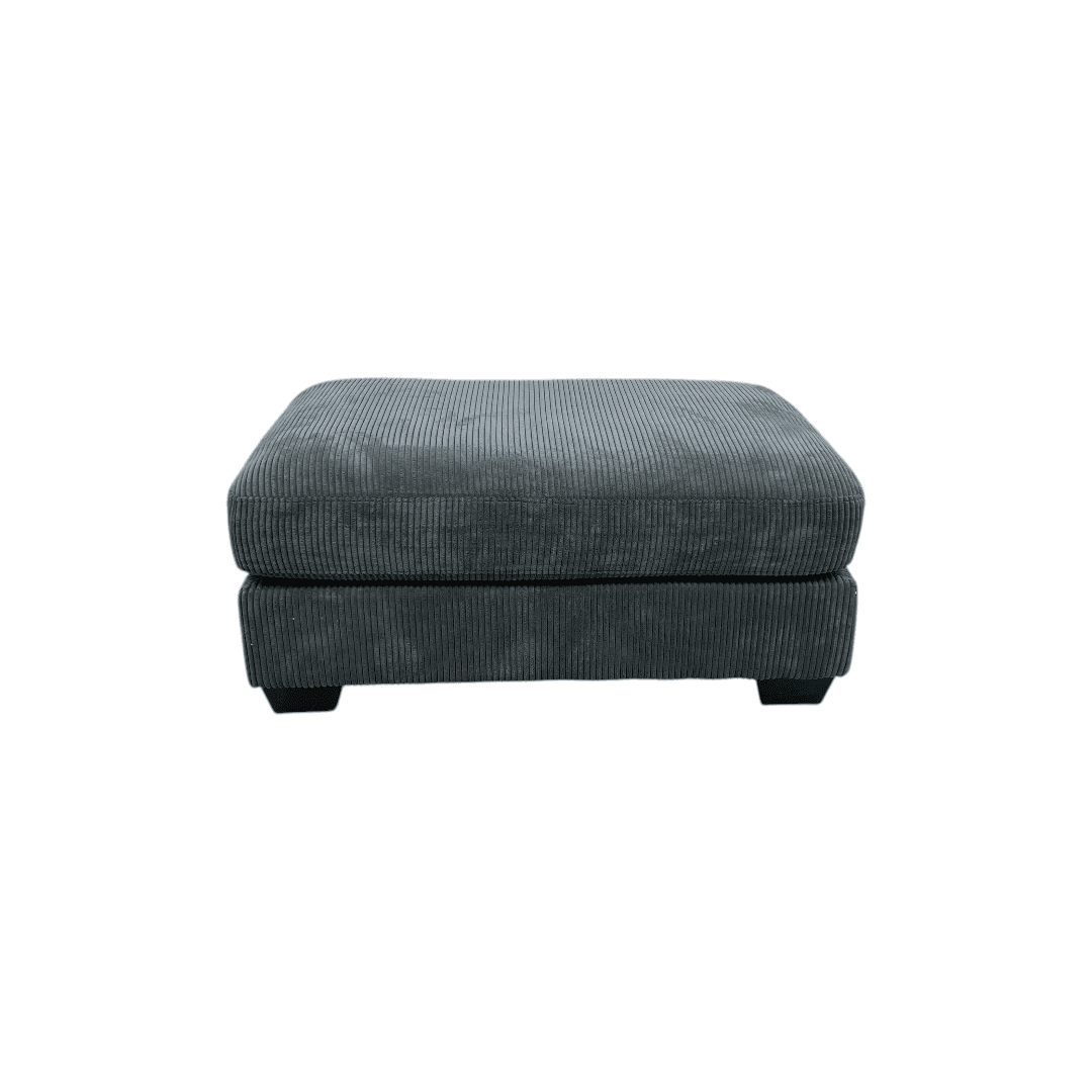 Ebern Designs Maelina Upholstered Gray Square Corduroy Ottoman with Solid Wood Legs - Thumbnail 3