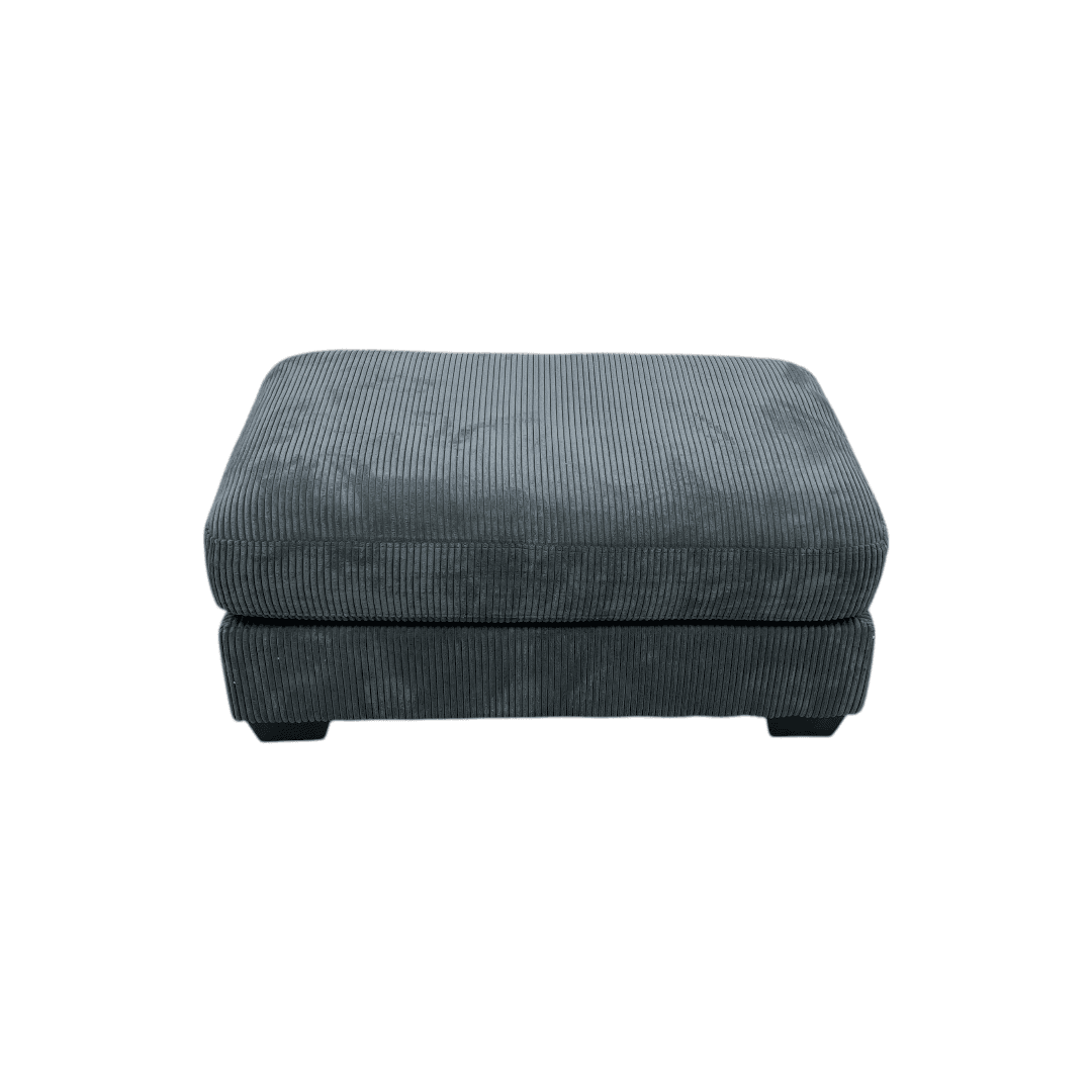 Ebern Designs Maelina Upholstered Gray Square Corduroy Ottoman with Solid Wood Legs - Thumbnail 5