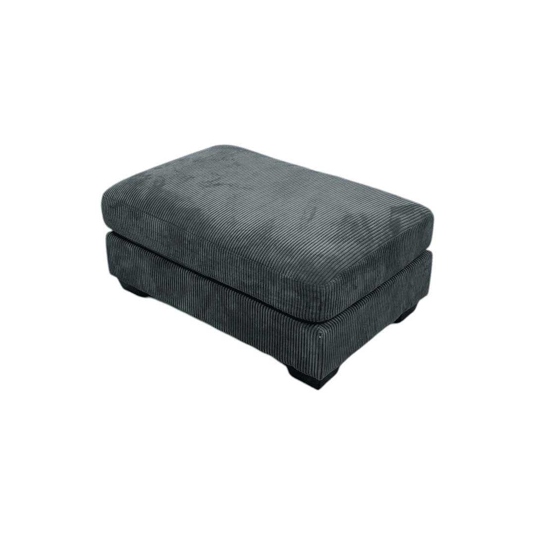 Ebern Designs Maelina Upholstered Gray Square Corduroy Ottoman with Solid Wood Legs - Thumbnail 8