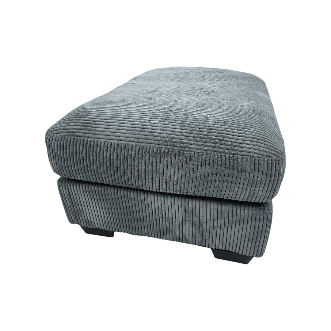 Ebern Designs Maelina Upholstered Gray Square Corduroy Ottoman with Solid Wood Legs - Thumbnail 6
