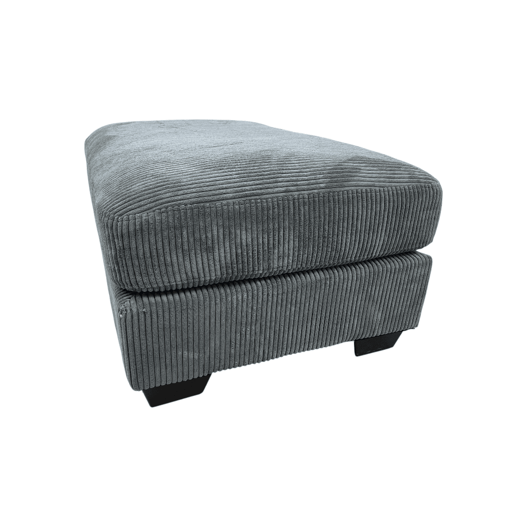 Ebern Designs Maelina Upholstered Gray Square Corduroy Ottoman with Solid Wood Legs - Thumbnail 9