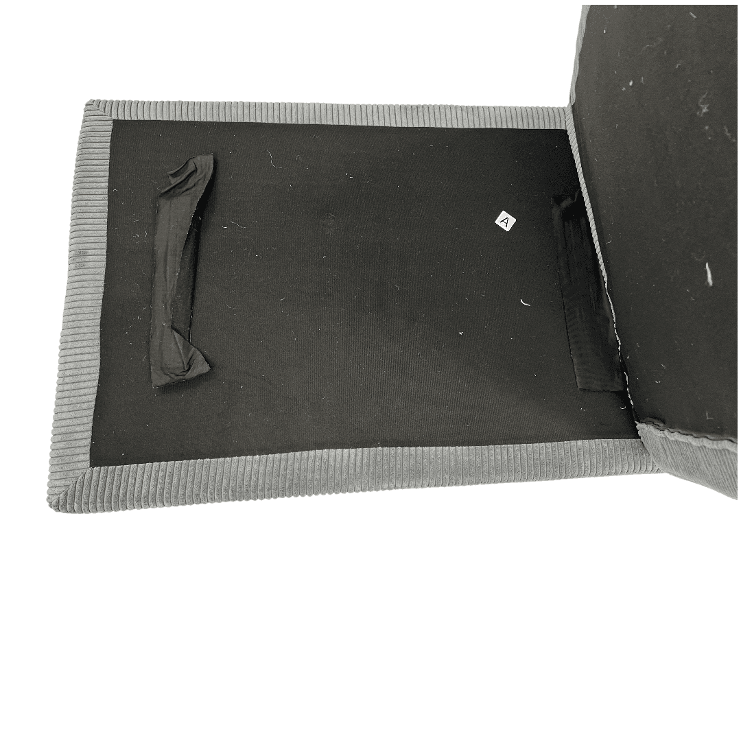 Ebern Designs Maelina Upholstered Gray Square Corduroy Ottoman with Solid Wood Legs - Thumbnail 13