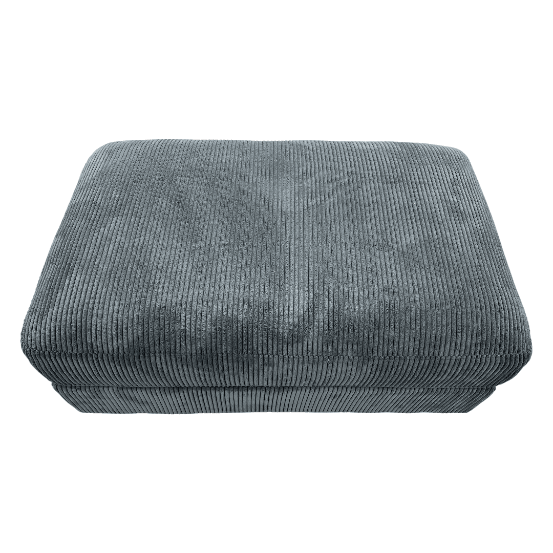 Ebern Designs Maelina Upholstered Gray Square Corduroy Ottoman with Solid Wood Legs - Thumbnail 10