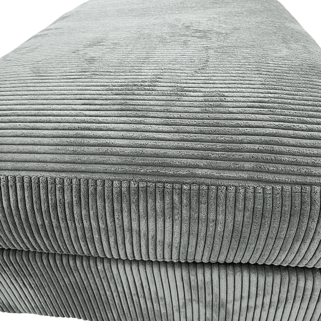 Ebern Designs Maelina Upholstered Gray Square Corduroy Ottoman with Solid Wood Legs - Thumbnail 12