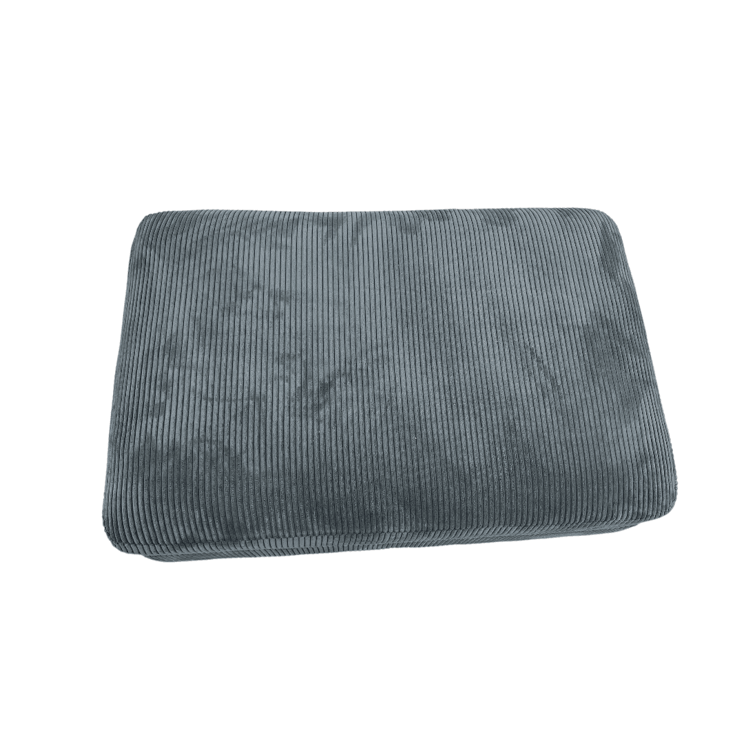 Ebern Designs Maelina Upholstered Gray Square Corduroy Ottoman with Solid Wood Legs - Thumbnail 11