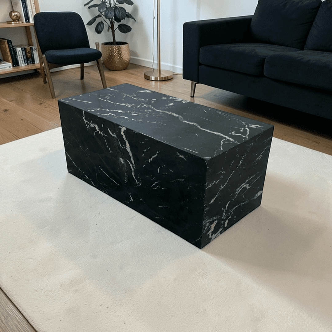 Hokku Designs Harles Nero Black Marble Premium Marble Coffee Table - Image 1