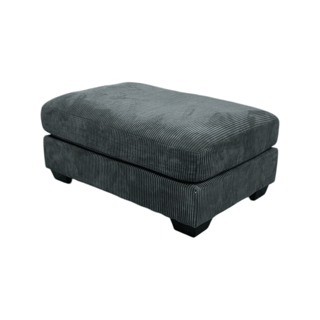 Ebern Designs Maelina Upholstered Gray Square Corduroy Ottoman with Solid Wood Legs - Thumbnail 7
