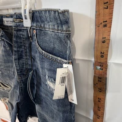 YMI Mom Fit Shorts Denim Collection High-Rise Distressed Blue Denim Size 11/30 - Thumbnail 2