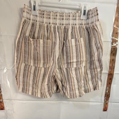 Briggs Linen Blend Striped Relaxed Fit Elastic Waist Pull On Shorts Size S - Thumbnail 2
