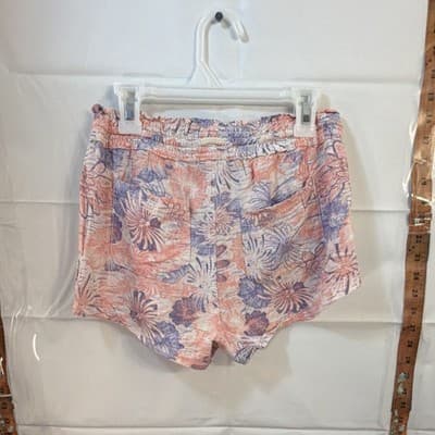 April Kiss Athletic Shorts Floral Print Drawstring Elastic Waist Pink Purple S - Thumbnail 2