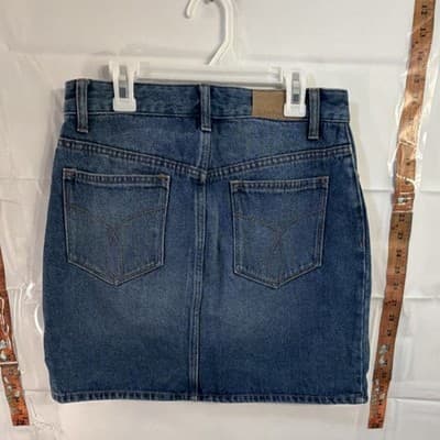 CALVIN KLEIN JEANS Blue Denim Mini Skirt Back Pockets Women Size 8 Cotton - Thumbnail 2