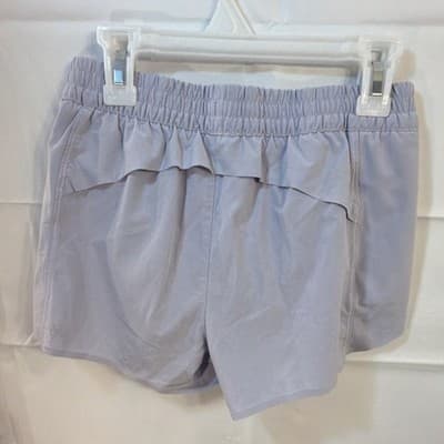 Athleta Girl Heart The Hustle 3" Light Purple Shorts L/12 Elastic Waist Pockets - Thumbnail 2