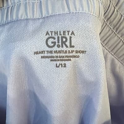 Athleta Girl Heart The Hustle 3" Light Purple Shorts L/12 Elastic Waist Pockets - Thumbnail 4