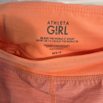 Athleta Girl SB Run The World 3" Short M/8-10 Coral Orange Athletic Running - Thumbnail 4