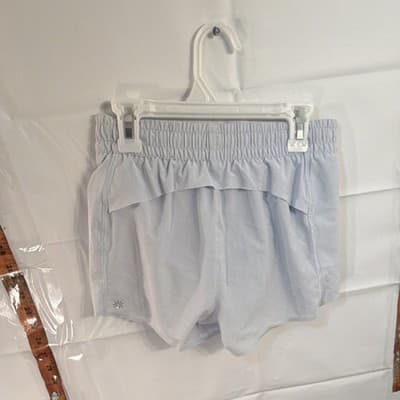 Athleta Girl Light Blue Athletic Shorts Size M Zip Pocket Breathable Polyester - Thumbnail 3