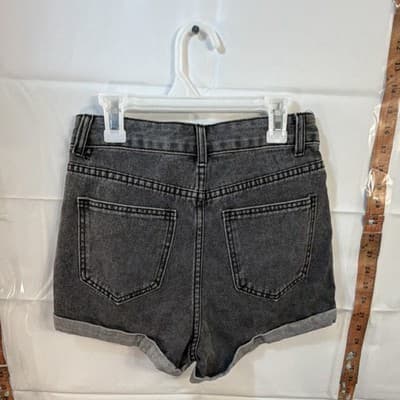 SHEIN Distressed Cut Off Denim Shorts Gray Regular Fit Button Cuffed 5-Pocket XS - Thumbnail 2