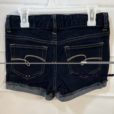 Justice Girls Cut-Off Denim Shorts 12 Sequined Stars & Stripes Frayed Hem - Thumbnail 2