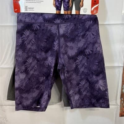 Mondetta Girls Bike Shorts M 10/12 Purple & Gray Floral Solid 2 Pack - Image 1