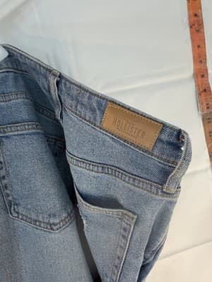 Hollister Distressed Straight Button Fly Jeans Blue Denim Women - Thumbnail 3