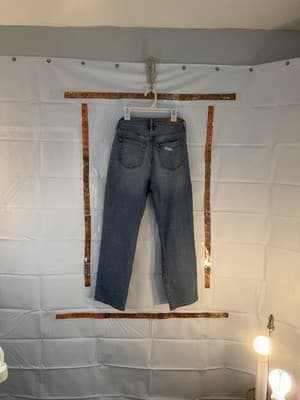 Hollister Distressed Straight Button Fly Jeans Blue Denim Women - Thumbnail 2