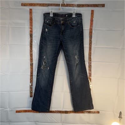 VIGOSS Distressed Bootcut Jeans Blue Denim Medium Wash Regular Fit Juniors Women - Image 1