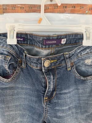 VIGOSS Distressed Bootcut Jeans Blue Denim Medium Wash Regular Fit Juniors Women - Thumbnail 3