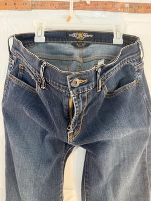 Lucky Brand Straight Leg Blue Denim Jeans Medium Wash Zip Button 5-Pocket Men's - Thumbnail 4