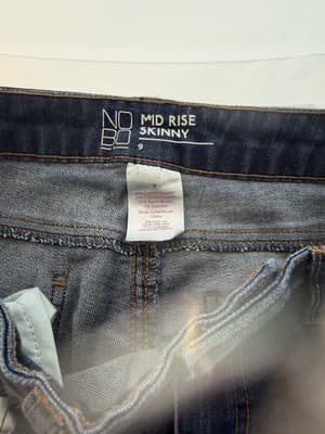 NOBO Mid Rise Skinny Jeans Dark Blue Denim Distressed Juniors Women - Thumbnail 3