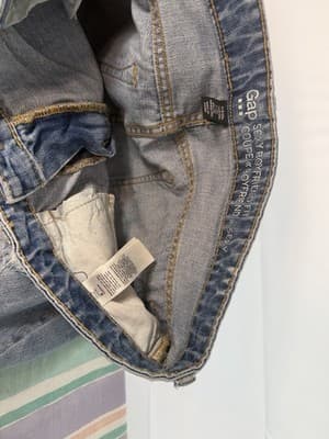 Gap 1969 Distressed Boyfriend Jeans Blue Denim Medium Wash Button Zip Women - Thumbnail 3