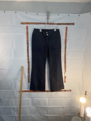 Sandro Women's Dark Blue Wide-Leg Denim Dress Pants 27" Inseam - Thumbnail 3