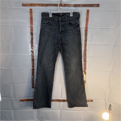 7 For All Mankind Relaxed Fit Gray Denim Jeans Button Fly Straight Leg Men's - Image 1