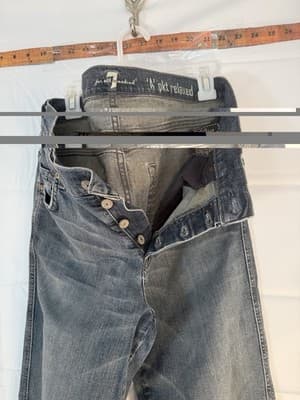 7 For All Mankind Relaxed Fit Gray Denim Jeans Button Fly Straight Leg Men's - Thumbnail 5