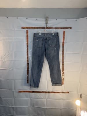 Gap 1969 Distressed Boyfriend Jeans Blue Denim Medium Wash Button Zip Women - Thumbnail 4