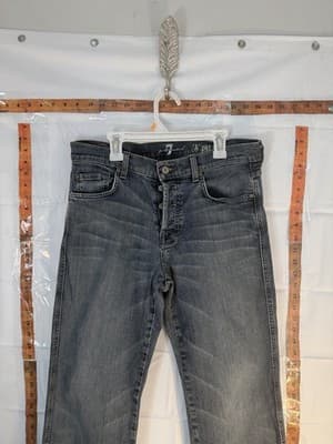 7 For All Mankind Relaxed Fit Gray Denim Jeans Button Fly Straight Leg Men's - Thumbnail 2