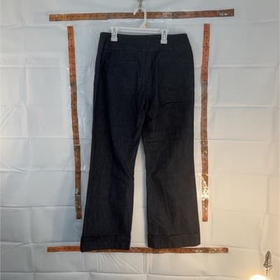 Sandro Women's Dark Blue Wide-Leg Denim Dress Pants 27" Inseam