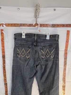 7 For All Mankind Relaxed Fit Gray Denim Jeans Button Fly Straight Leg Men's - Thumbnail 3