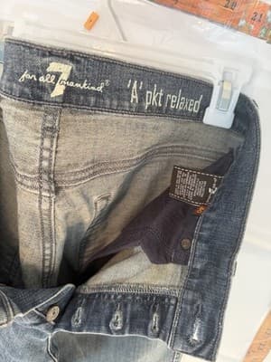 7 For All Mankind Relaxed Fit Gray Denim Jeans Button Fly Straight Leg Men's - Thumbnail 6