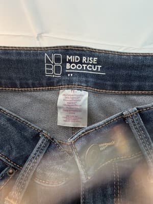 NOBO Bootcut Jeans Mid Rise Blue Denim Dark Wash Button Zip Women - Image 1