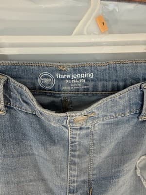 Wonder Nation Girls Flared Light Wash Jeans XL (14-16) Heart Accents Denim - Thumbnail 4