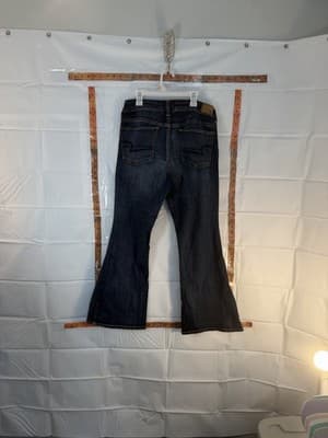 American Eagle Outfitters Flared Jeans Dark Blue Denim Stretch Regular Fit Women - Thumbnail 5