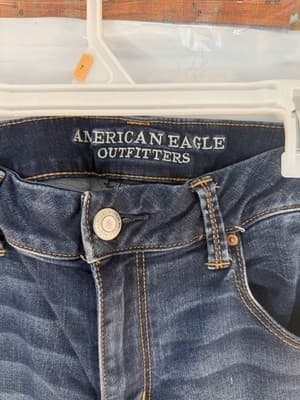 American Eagle Outfitters Flared Jeans Dark Blue Denim Stretch Regular Fit Women - Thumbnail 2